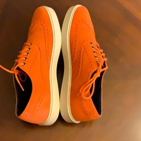 Cole Haan Orange Suede Oxfords - Picture 5 of 10
